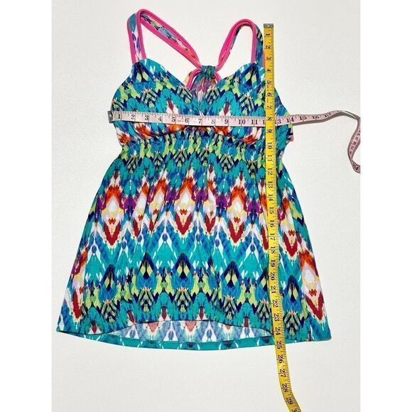 Pink Republic Womens Geometric Racerback Top Sleeveless‎ Blue Pink Size Medium - Picture 7 of 10